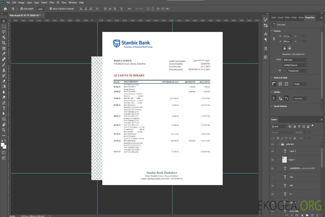 Déclaration de la Stanbic Bank du Zimbabwe template